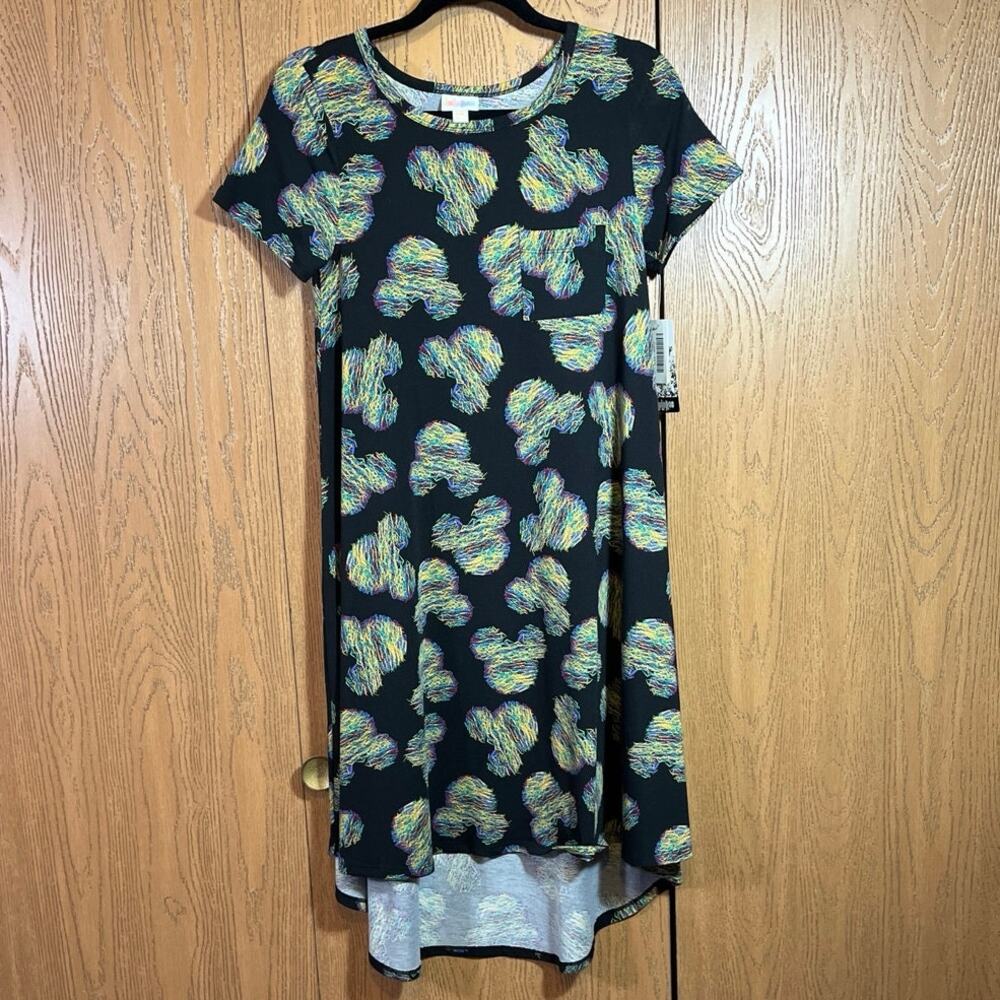 LuLaRoe Disney Mickey Mouse Carly Dress Women Sz XXS Teen Junior Black‎ Scribble